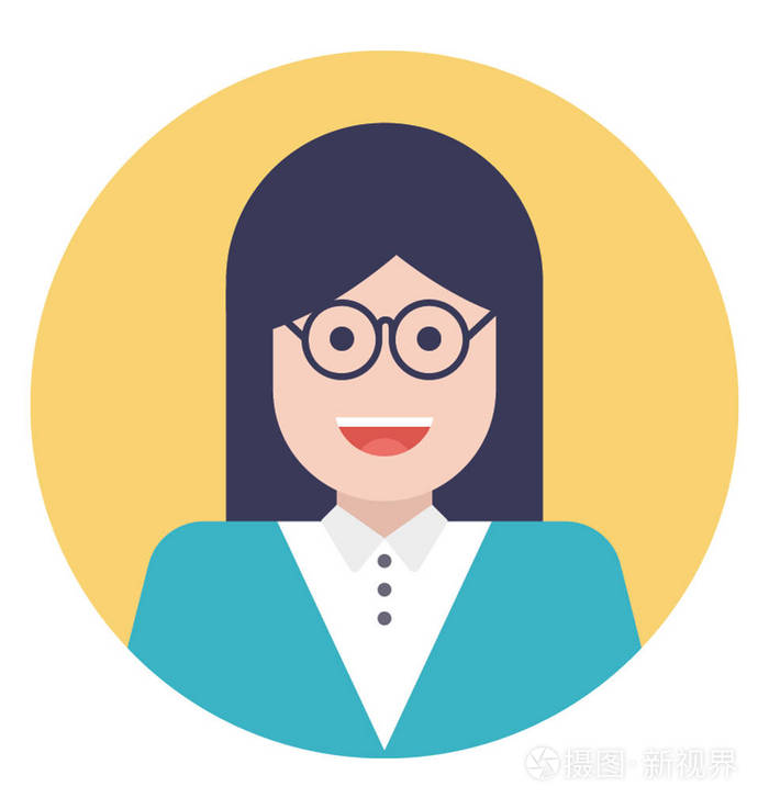 一位戴眼镜的妇女代表教师的平面图标