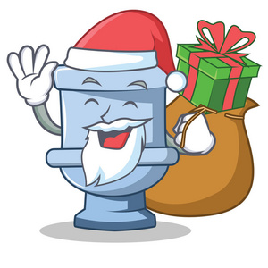 圣诞老人与礼物厕所字符卡通风格
