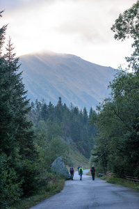 在斯洛伐克 tatra 潮湿山区的晨雾。旅游