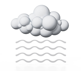 在白色背景上孤立的云和雾符号。3d 插图