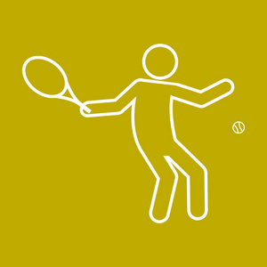 网球运动图轮廓符号矢量图示图