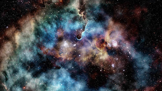五彩缤纷的深空。 宇宙概念背景。 由美国宇航局提供的这幅图像的元素