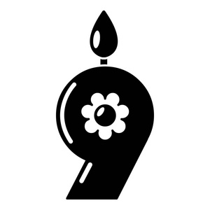 蜡烛数字图标, 简单的黑色样式