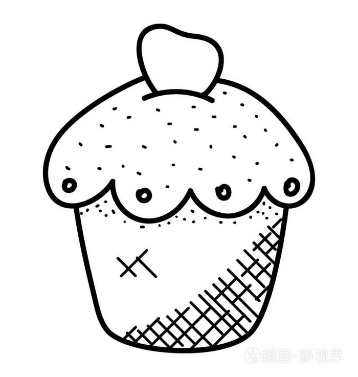 一个美味的手绘纸杯蛋糕