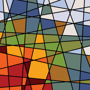 抽象彩色彩色彩色玻璃窗，方形背景图案。