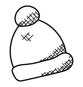 时尚冬季服装针织帽与美丽的蝴蝶结和柚子涂鸦图标.照片