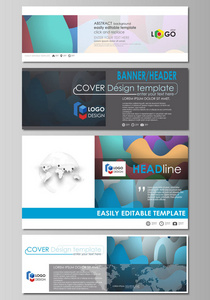 社会媒体和电子邮件标头集，现代的横幅。业务模板。平面样式矢量布局中常用的尺寸。明亮的颜色模式，多彩的设计，形状形成抽象的美丽背景