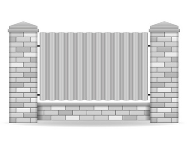 砖栅栏矢量插图
