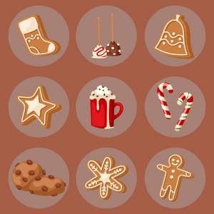 曲奇饼传统圣诞节食物卡片甜点假日装饰圣诞节甜庆祝膳食向量例证