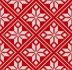 无缝冬季毛衣挪威红白色图案矢量插图