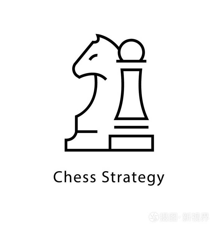 国际象棋策略向量线图标