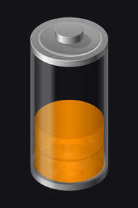 透明玻璃电池。低收费。橙色