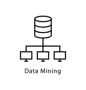 挖掘客户数据挖掘矢量线图标插画