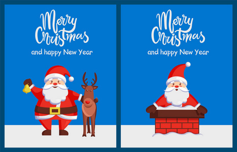 圣诞快乐新年海报与圣诞老人图片