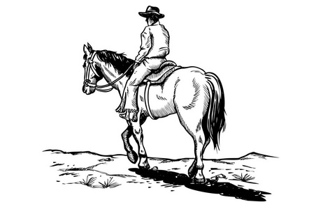 人牵着马的简笔画图片