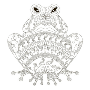 左角程式化愤怒手绘青蛙黑白手绘矢量图照片