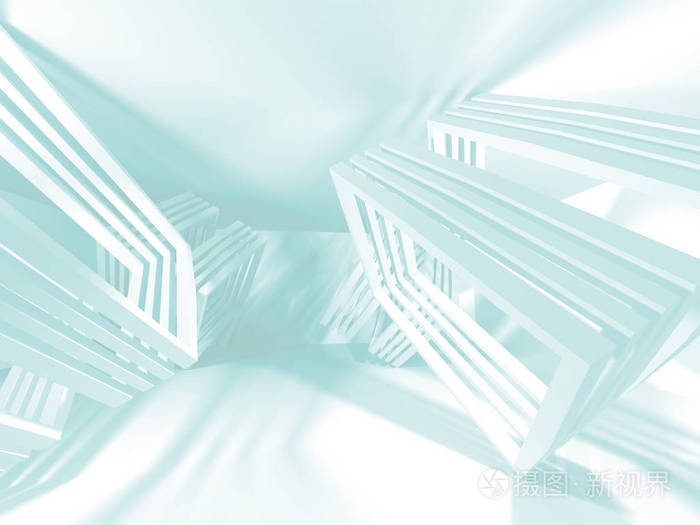 未来主义白色建筑设计背景. 三维渲染图