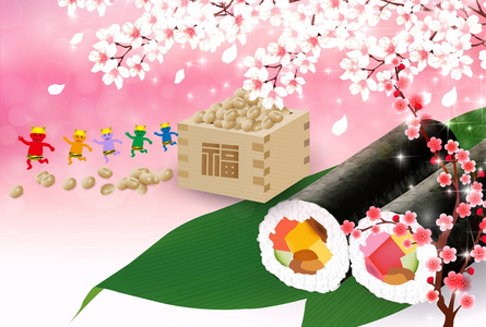 寿司樱花背景