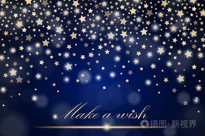 在蓝色的环境背景下闪闪发光的流星豪华设计