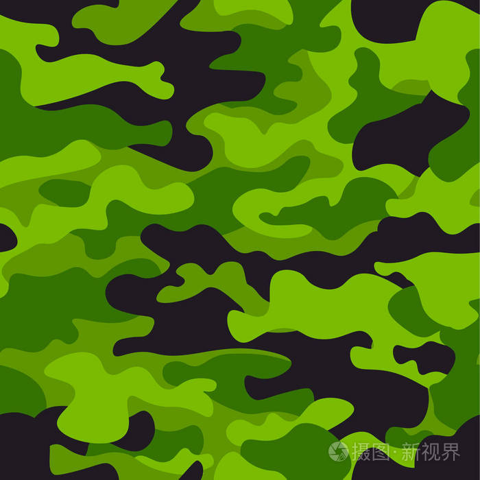 绿色迷彩无缝图案背景.经典服装风格掩蔽迷彩重复打印.