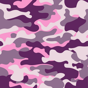 军用迷彩无缝花纹, 紫单色。经典服装风格掩蔽迷彩重复打印。红宝石颜色纹理。设计元素。矢量插图