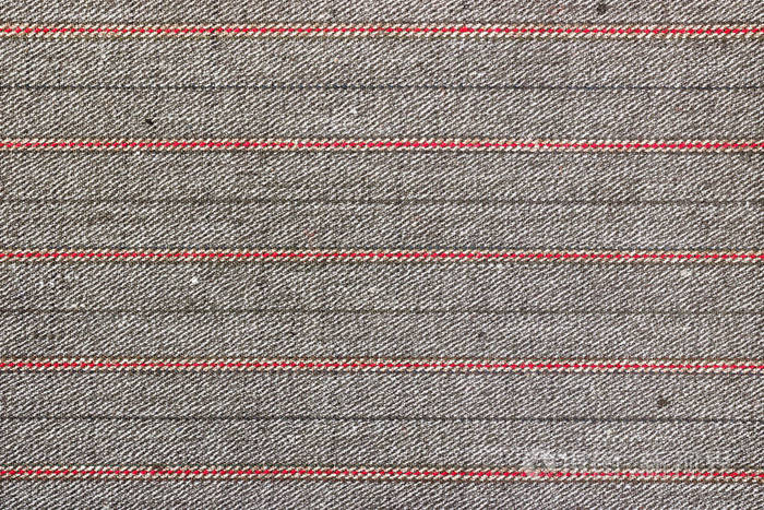 黑色和红线灰色棉织物的抽象纹理。 天然织物背景