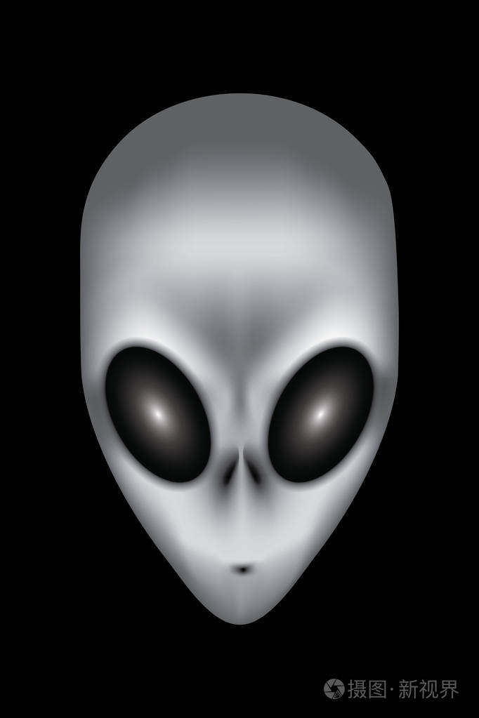 外星人在前面.一个外星人的写实肖像.一个外星人插画-正版商用图片10n