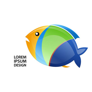 五颜六色的丝带鱼抽象标志设计载体照片