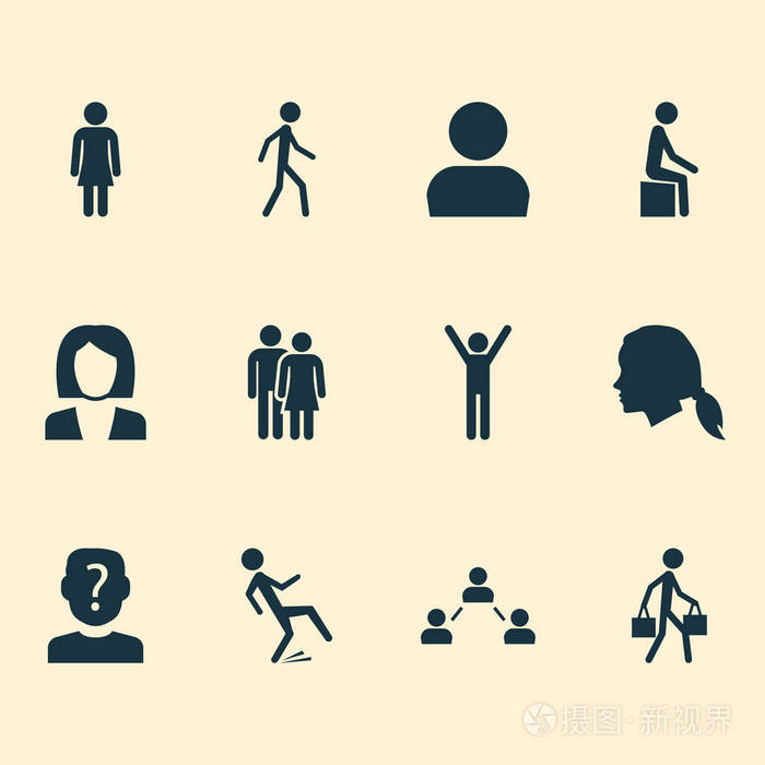 人性化的图标集网络,淑女头像,女性等未知元素.孤立矢量插图人类图标