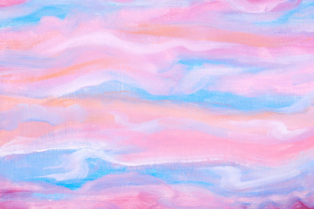 抽象粉红色和蓝色手绘背景。模糊背景纹理。艺术, 设计和插图概念。亚克力图片。对比在自然