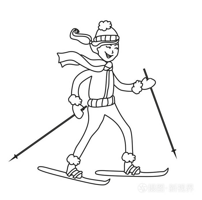 滑雪的女孩怎么画简单图片