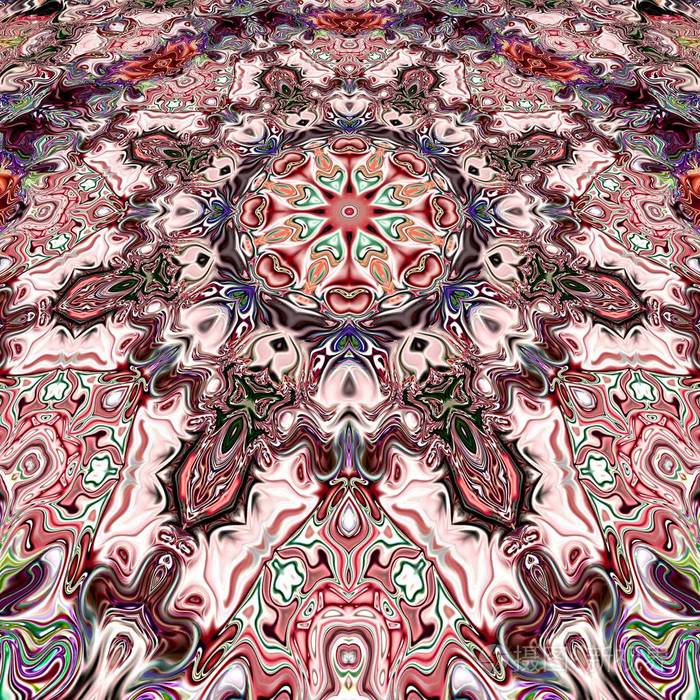 独特的曼陀罗东方圆形图案神秘主题抽象异国背景奇妙的分形设计五颜六