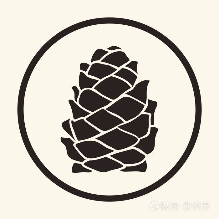 松果标志模板矢量图像隔离森林徽章和徽章供印刷徒步旅行标签松果符号