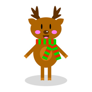 矢量插图。围巾的圣诞驯鹿