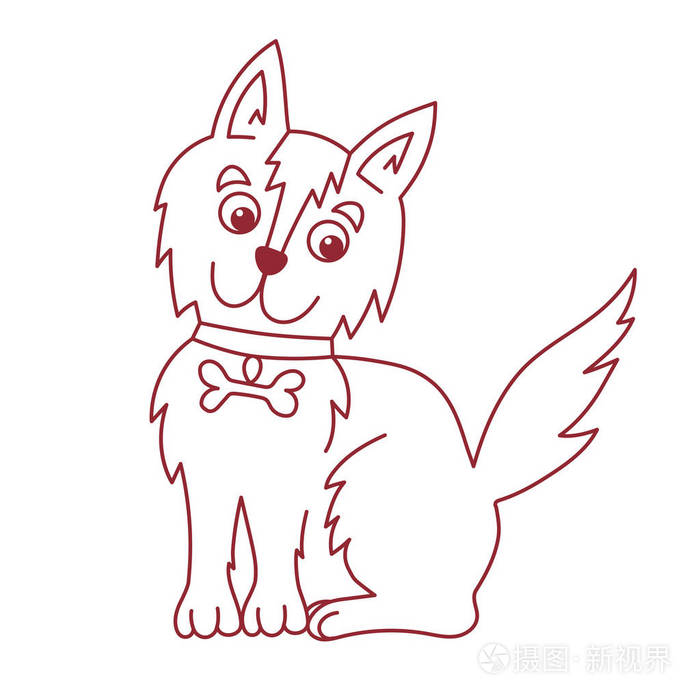 狗线涂鸦矢量插图