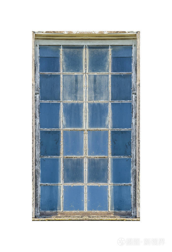 旧格子玻璃窗隔离照片