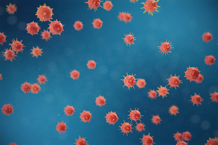3d 插图的流感病毒 H1n1。 猪流感，感染病毒病流行的有机体