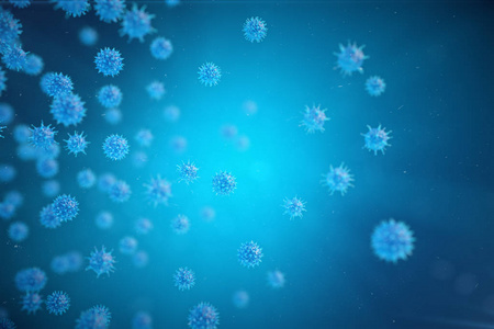 3d 插图病毒, 细菌, 细胞感染的有机体, 病毒抽象背景, 肝炎病毒在被感染的有机体