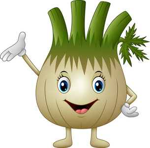 卡通小茴香挥手.照片