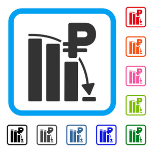卢布恐慌下降图表框图标