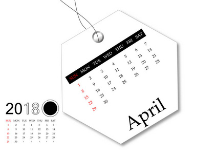 2018年4月日历系列为标签设计