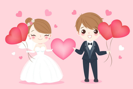 结婚卡通人图片
