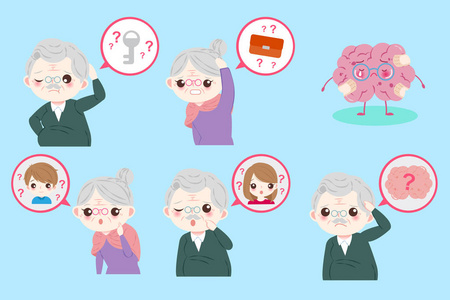 有健忘症的老年人照片