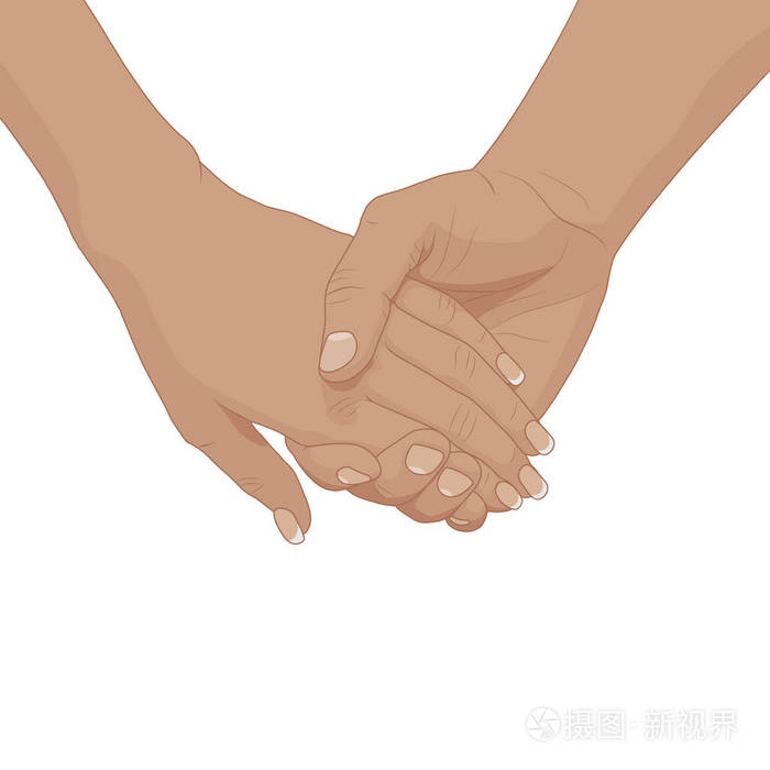恋人手牵手插画 正版商用图片10ouyz 摄图新视界
