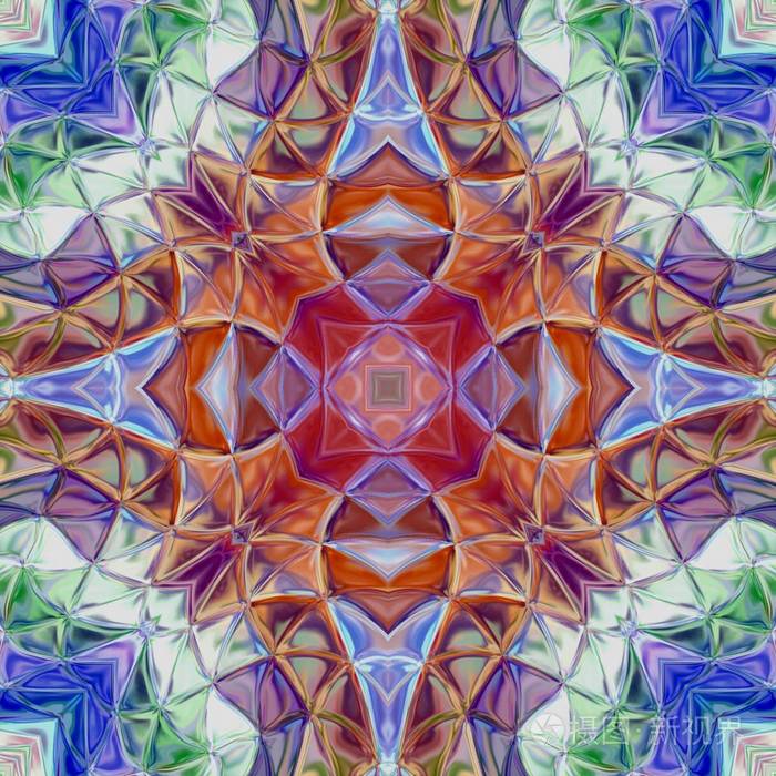 独特的曼陀罗东方圆形图案神秘主题抽象异国背景.