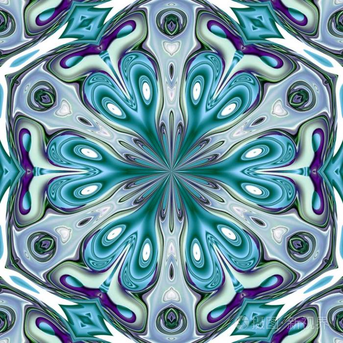 独特的曼陀罗东方圆形图案神秘主题抽象异国背景奇妙的分形设计五颜六