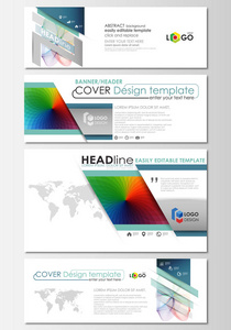 社会媒体和电子邮件标头集，现代的横幅。业务范围覆盖模板，简单的可编辑矢量，平面布局中常用的尺寸。多彩的设计背景与抽象的形状，波。