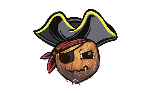 椰子海盗一顶海盗帽上的椰子卡通椰子pirat