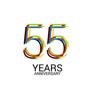 55周年纪念，白色背景的彩色标志庆祝活动