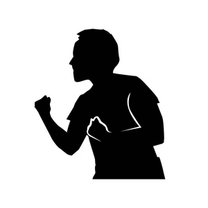 保护立场大胆的拳击手立场剪影插图设计孤立在白色背景.照片